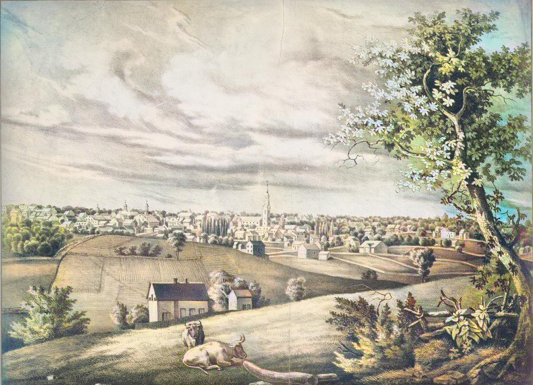 An 18th-century artistic view of Lancaster, Pennsylvania, which served as the capital of the United States for one day in 1777.