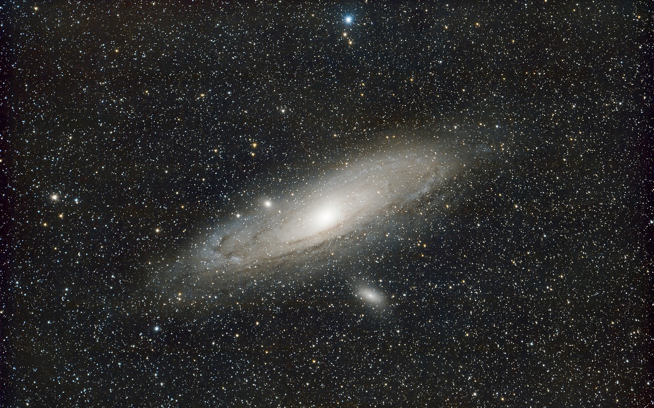 A view of the Andromeda galaxy in deep space